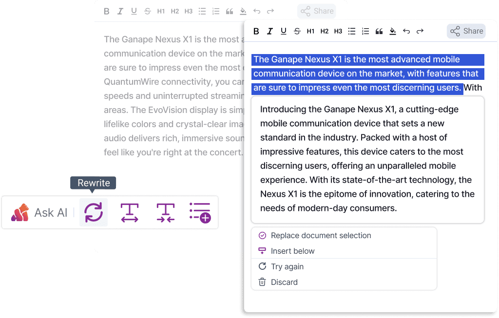 ワンステップで簡単に書き換え